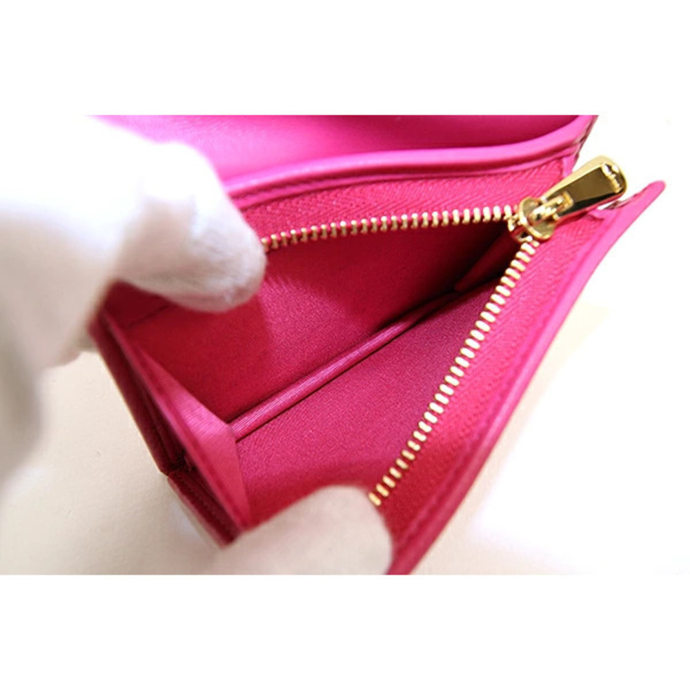 Salvatore Ferragamo Bi fold Wallet Pink Leather Compact Salvatore - Picture 9 of 9